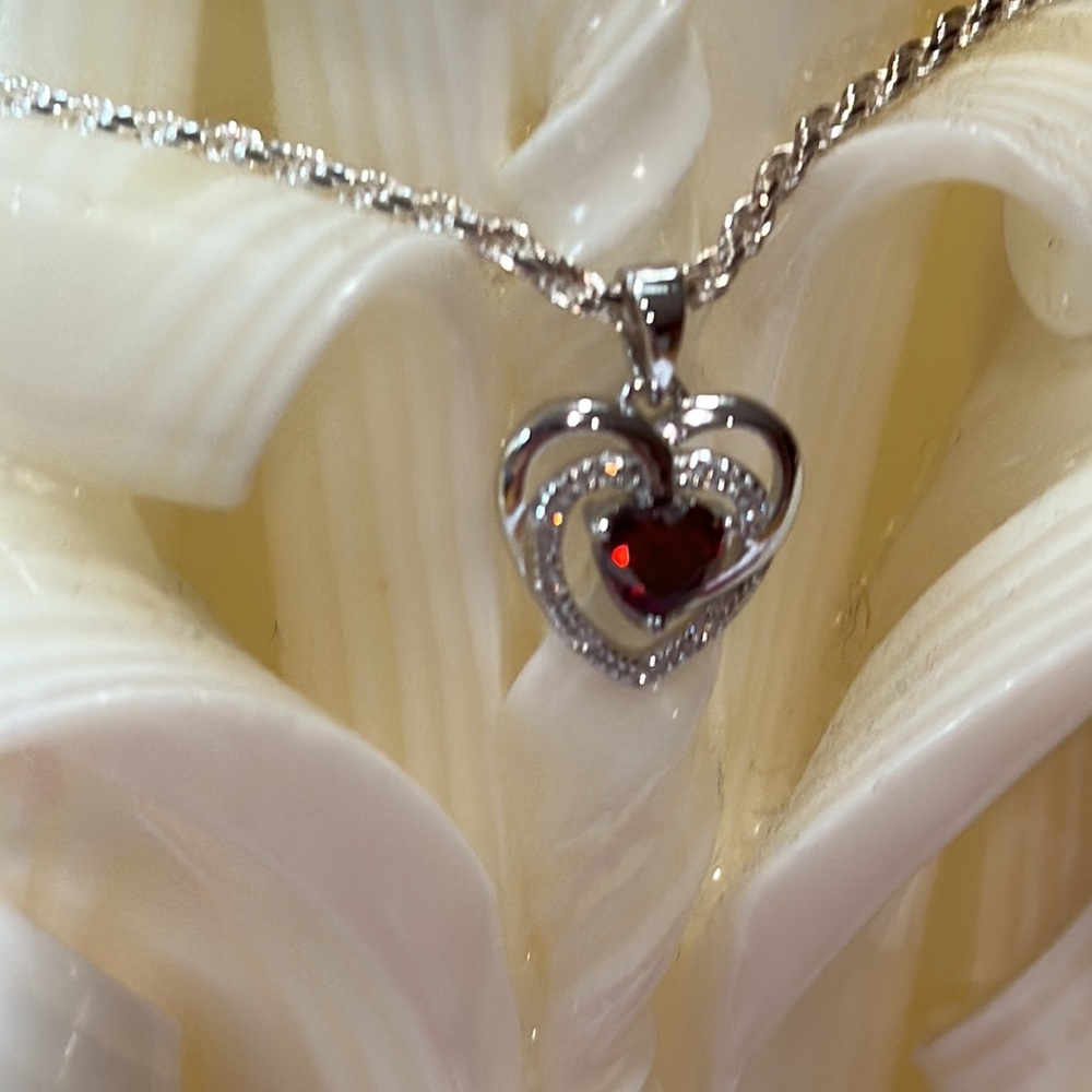 SS CZ Garnet necklace